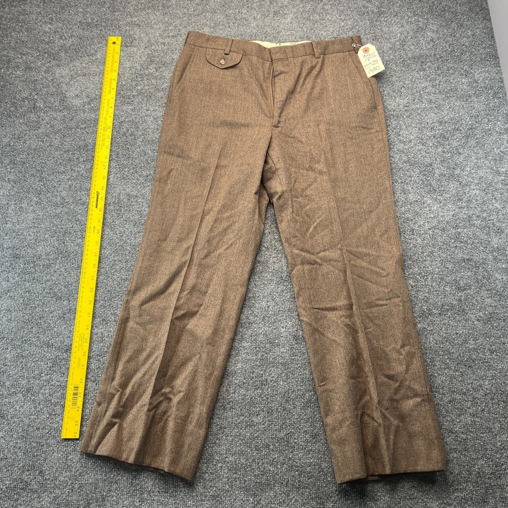 Vtg 80s Private Imagin Stock Dress Pants Mens 34x27.5 Brown Wool Office Career